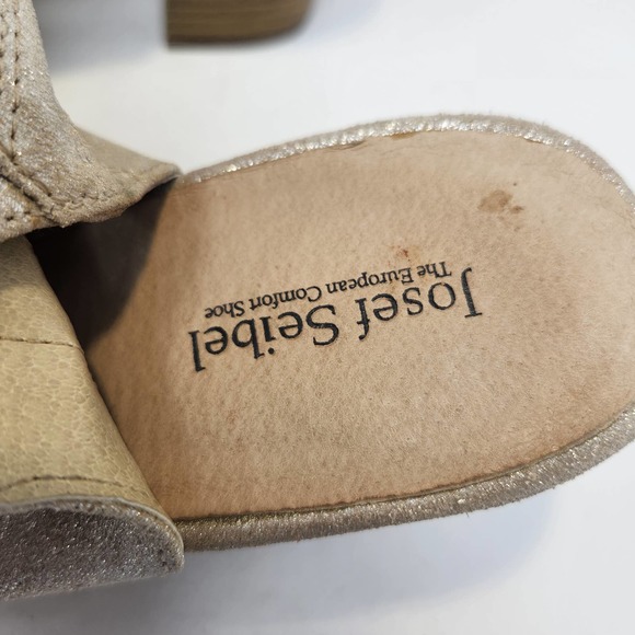 Josef Seibel Womens Bonnie Metallic Silver Leather Bootie 41 US 11 Peep Toe Heel - Picture 5 of 11